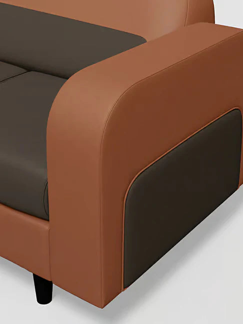 64% L Shape Sectional Sofa For Home and furniture & Upholstery PU Leatherette, Modern and Durable Design for Living Room- Brown and Black