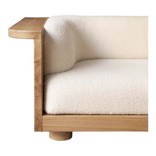 3 Seater Wooden Sofa For Home Furniture, Upholstery Boucle Premium And Durable Design For Living Room and Hall