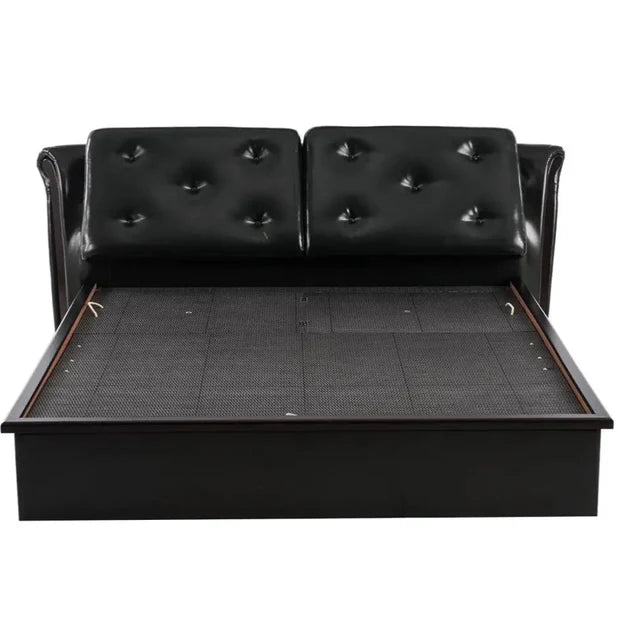 Luxury King Size Fully Upholstered Leatherette Bed Made in wooden with Button Back Rest Support