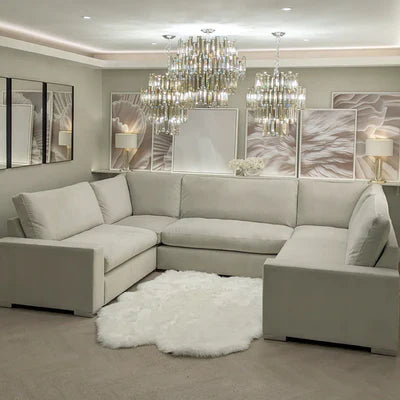 Sectional U Shape Sofa For Home Furniture, Upholstery Fabric Modern And Durable Design For Living Room