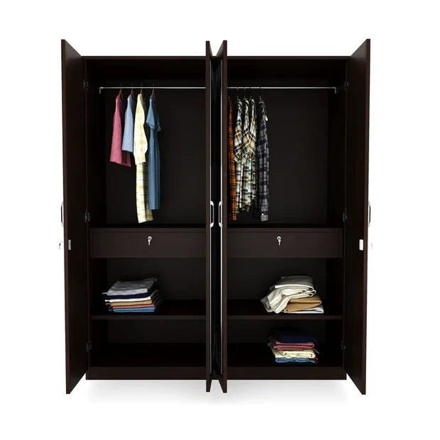 3 Door Compact Wardrobe with 2 Drawer - Modern Design with Clothes Rail and Shelf Units