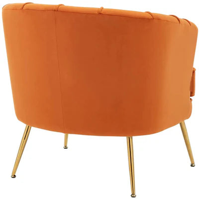 Lounge Chair Upholstered in Velvet Cozy and Stylish, Comfortable Durable Design for Living Room Or Office -Orange
