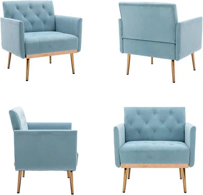 Lounge Chair with Arm For Home Furniture Modern &amp; Durable Design Upholstery Velvet Comfortable Seating for Living Room &amp; Offices - Sky Blue
