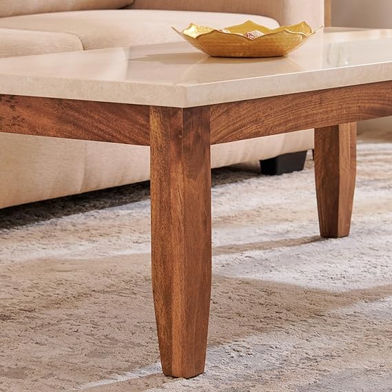 Centre Table with Premium Sleek Wooden Legs and Contemporary Look for Premium Living Room Decor