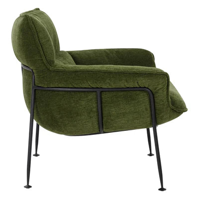 Lounge Chair Upholstered in Velvet Cozy and Stylish ,Comfortable Arm Chair Durable Design for Living Room or Office -Dark Green