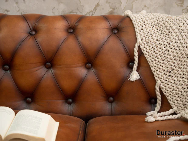 3 Seater Spacious chesterfield sofa Modern Design and Leatherette fabric Durable & Comfortable Padded Perfect for living Room-Brown