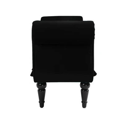 Chaise Lounge Chair Upholstered in Velvet Cozy and Stylish ,Comfortable Durable Design for Living Room or Office -Black