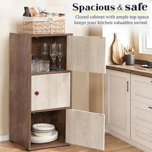Cabinet with space‑saving storage unit ideal for kitchen, office or living room décor