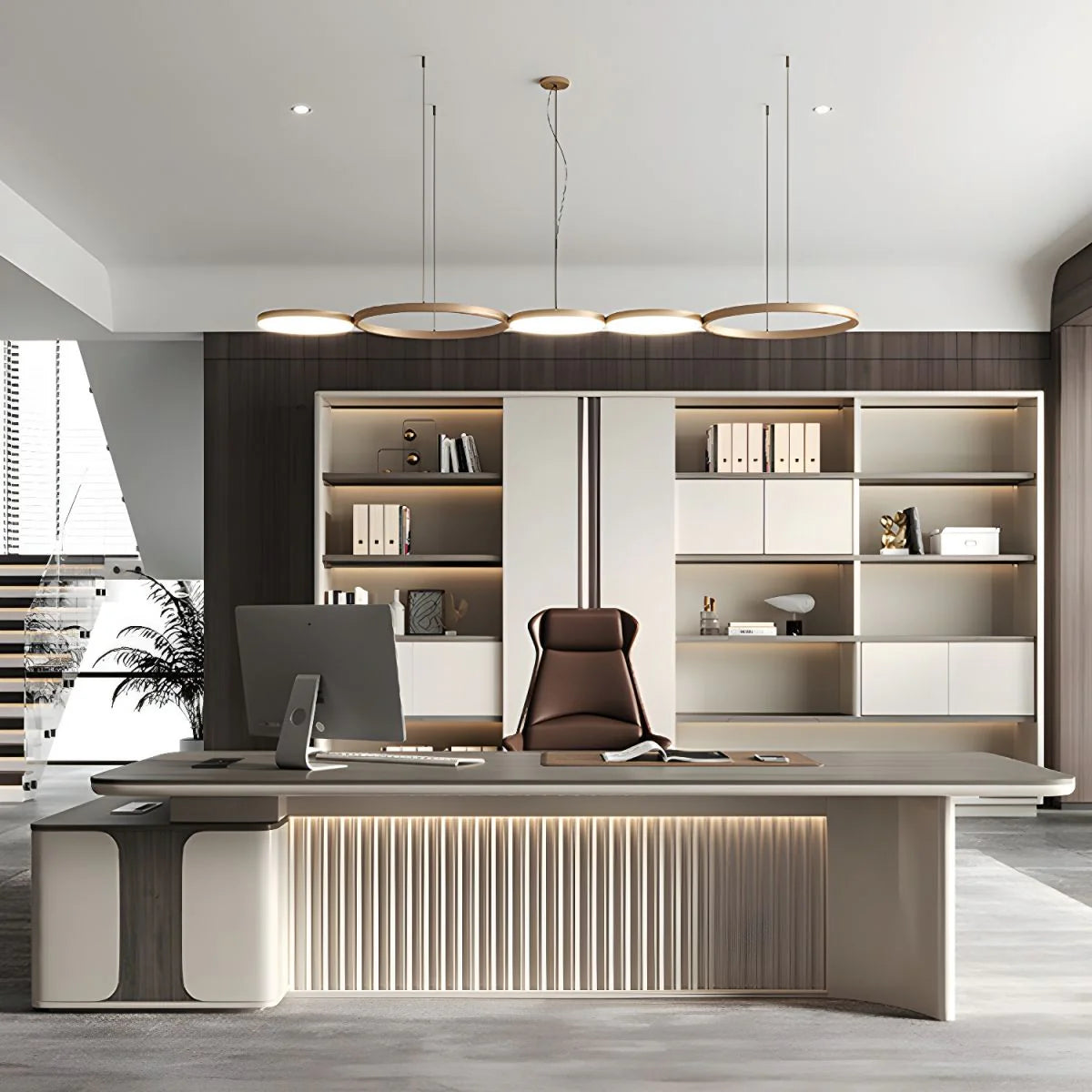 Director & Executive L-Shape Office Table Luxury Desk Made in MDF with Reversible Orientation Side Unit Drawer and Storage Wire Manager & CPU Storage