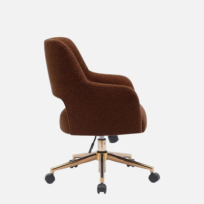 Lounge Mid-Century Upholstered in Woolen Modern Office Vanity Swivel Chair with Wheels Modern and durable-Rust Orange