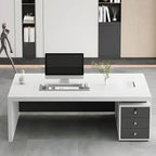 Director & Executive Rectangular Office Table Luxury Desk Made in Particle Board with Drawer and CPU Storage, Wire Manager