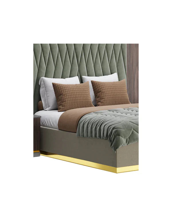 Queen Size Bed with Soft Upholstered Wooden frame, and elegant design—perfectly with lasting bedroom comfort