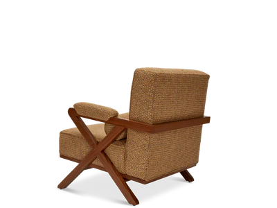 Lounge Chair Wooden Sofa For Home Furniture upholstered in Fabric Wide Arm Chair Modern and durable For Living Room or Bedroom - Brown