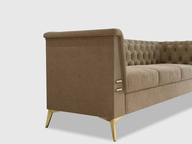 3 Seater Chesterfield sofa Modern Design and Upholstered Premium Quality Fabric and Foam, Durable