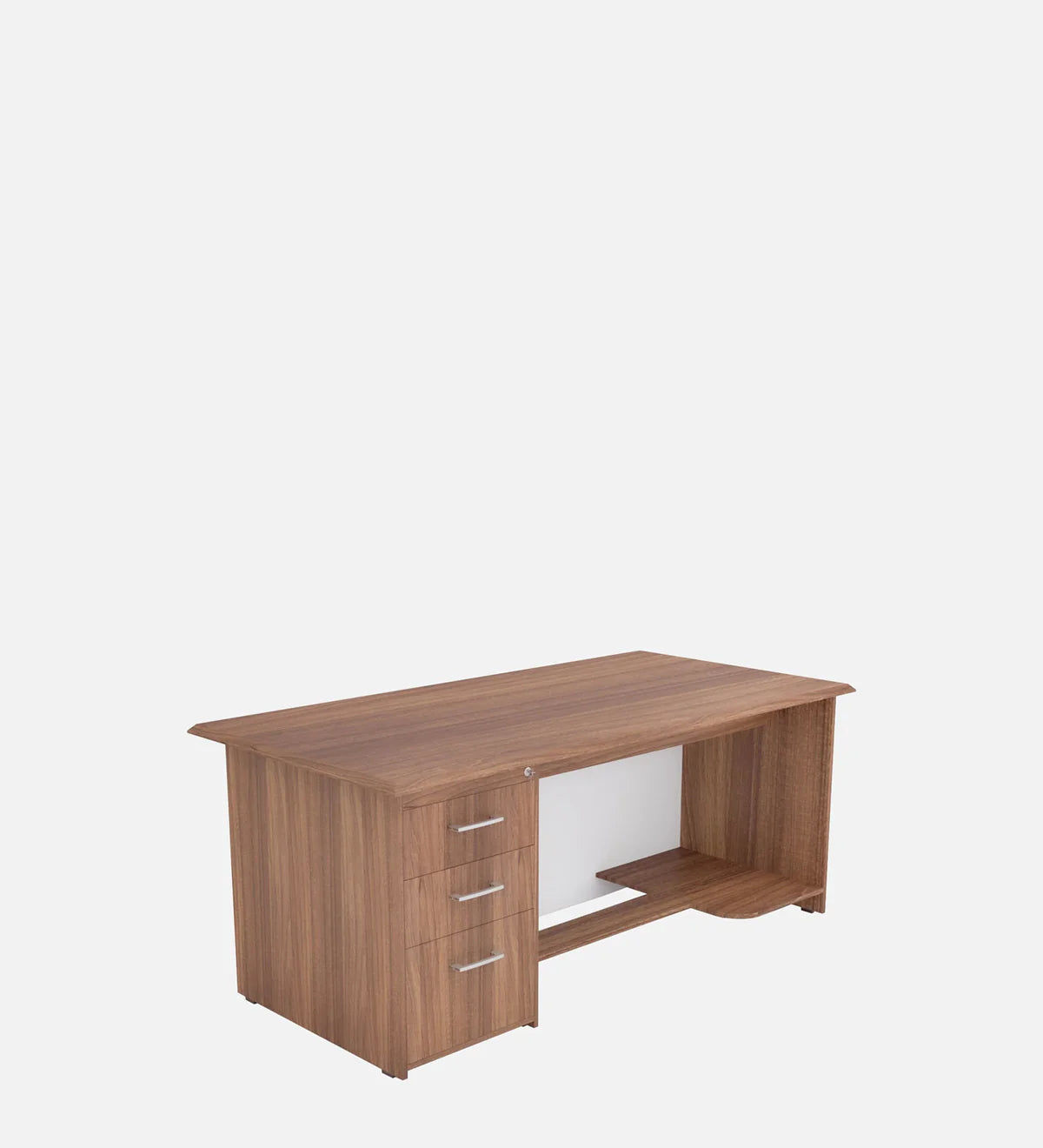 Director and Executive L shape Table Made in Pre-laminated Particle Board Teak Finish With File Cabinet And Pedestal