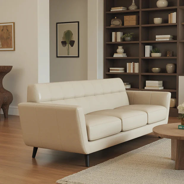 3 Seater Sofa For Home Furniture, Upholstery Pu Leatherette and Durable Design For Living Room and Office- off White