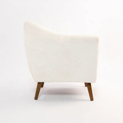 Lounge Chair For Home Furniture Modern &amp; Durable Design Accent Armchair Upholstery Woolen Comfortable Seating for Living Room &amp; Offices - White