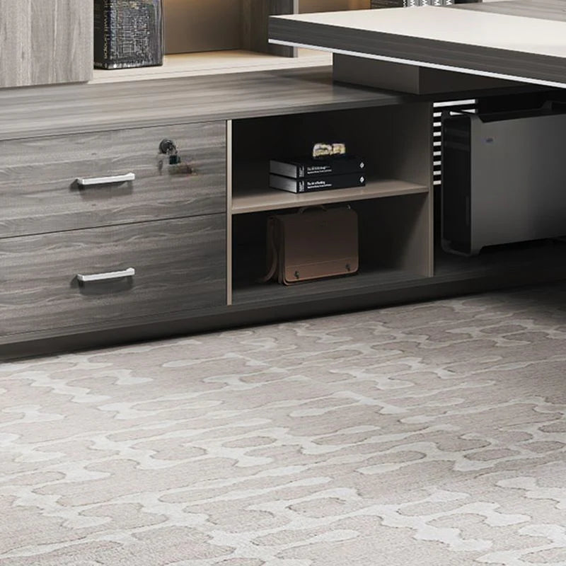 Director L-Shape Office Table Luxury Desk Made in Particle Board with Secure Drawer, Storage CPU Space, Side Unit & Wire Manager