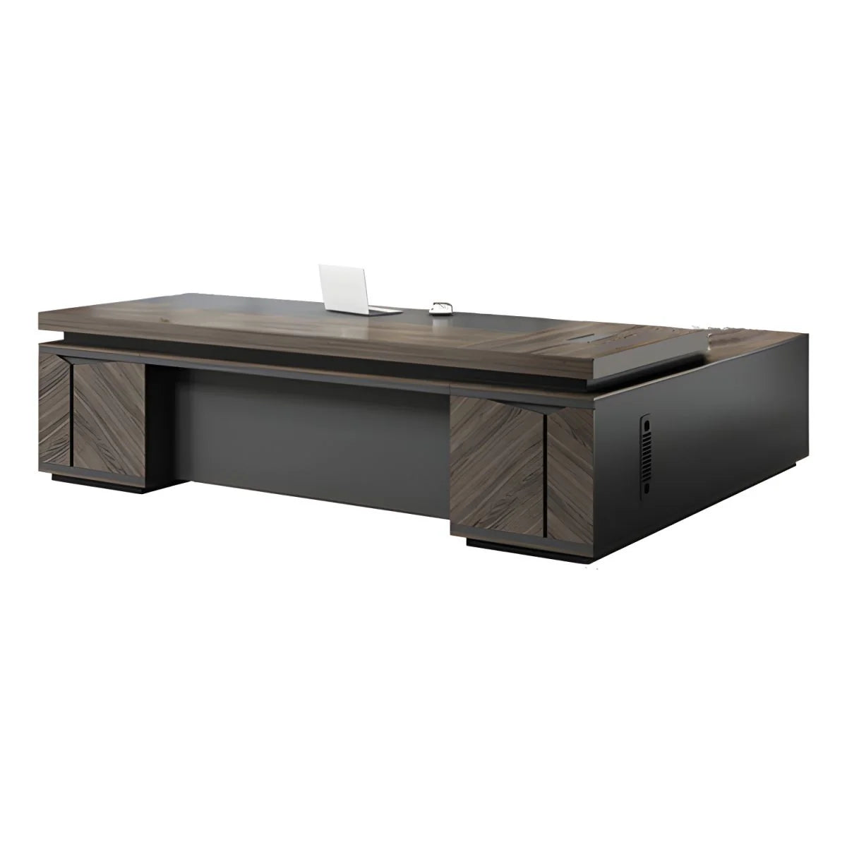 Director & Executive L-Shape Office Table Modern Desk Made in MDF with Side Unit Drawer and Storage, Wire Manager & CPU Storage
