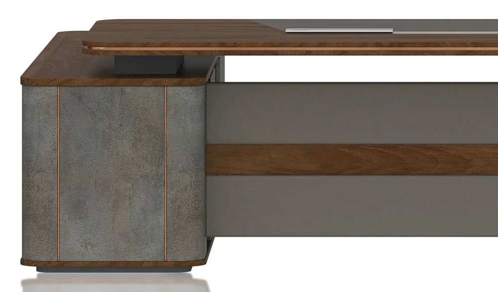 Luxury Design Director L-Shape Office Table Multi Function integrated Wire box & CEO Perfect for Spacious Cabin