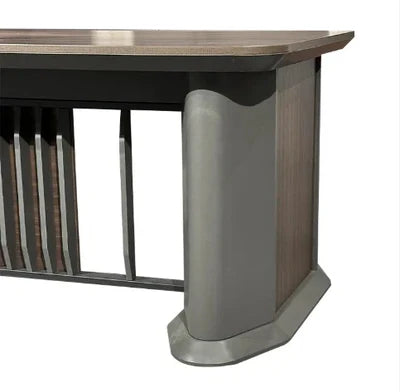 Director & Executive L-Shape Office Table Modern Desk with Side Open Shelves, Drawer, CPU Storage & Wire Manager