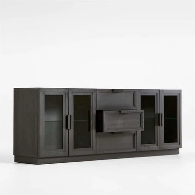 Wooden Storage Cabinet with Easy-Close Doors and Functional Storage Design