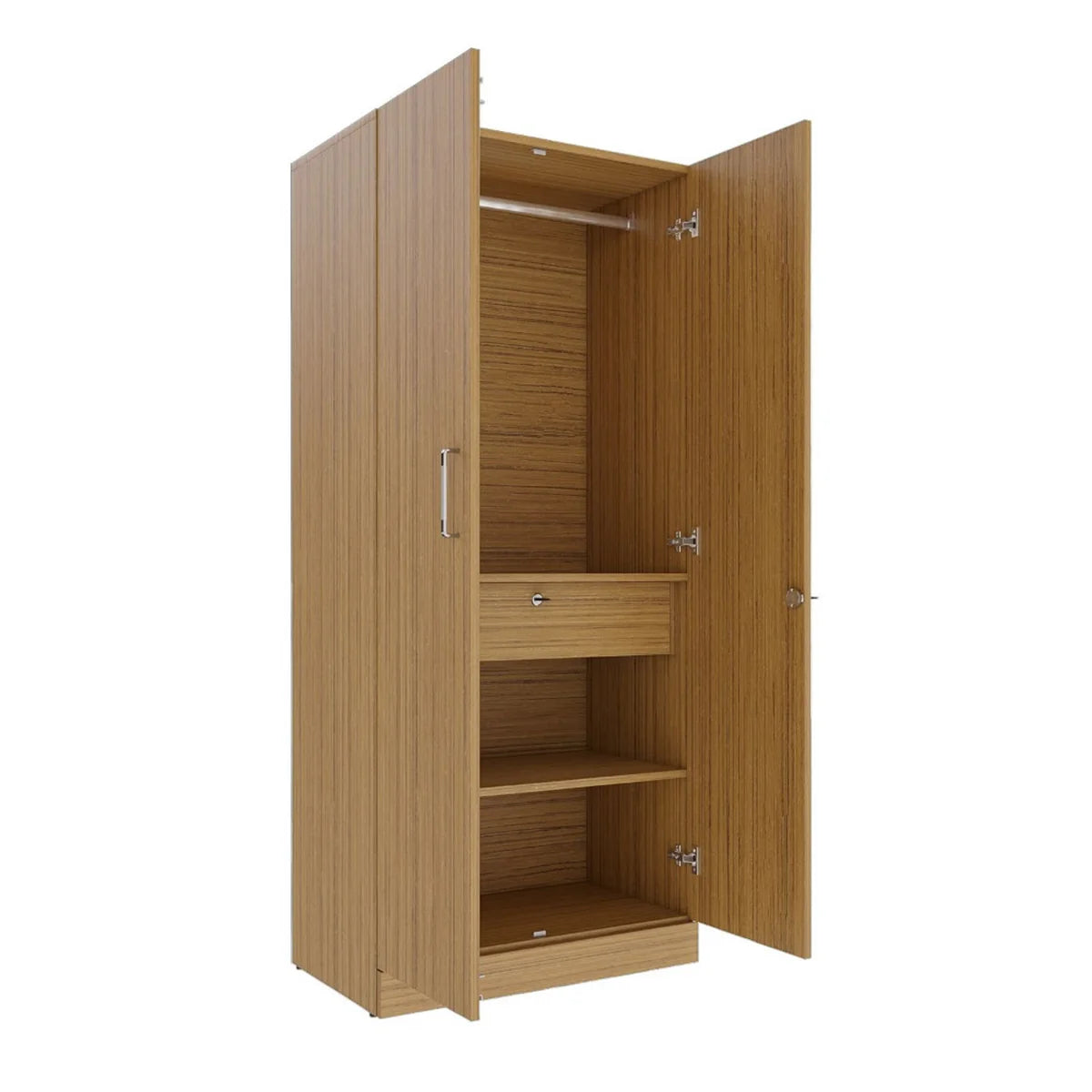 Wardrobe for Home Furniture with Particle Board 2 Door, 1 Drawer and 1 Hanging Space