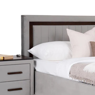 King Size Wooden Bed – Premium Upholstered Solid Wood Design for Luxury