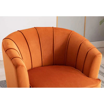 Lounge Chair Upholstered in Velvet Cozy and Stylish, Comfortable Durable Design for Living Room Or Office -Orange
