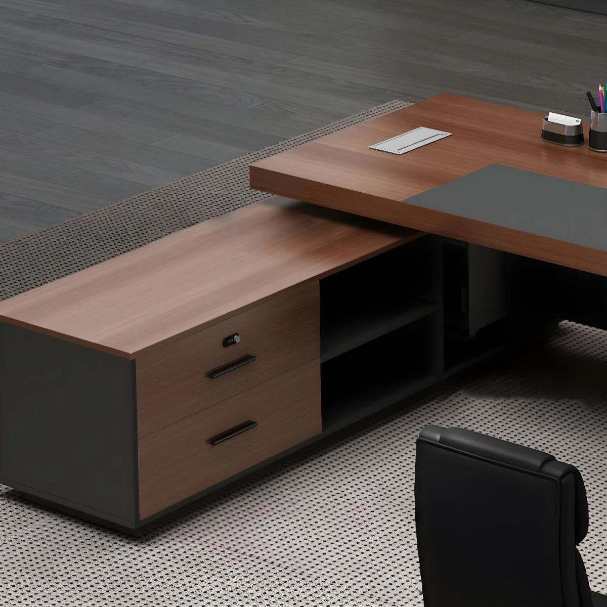 Director & Executive L-Shape Luxury Office Table Modern Desk