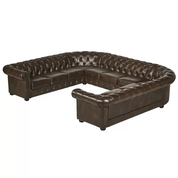 U Shape Seater Sofa Pu Leatherette Upholstery Modern And Durable Design For Living Room