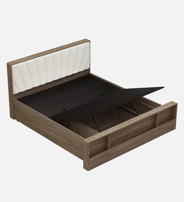 King-Size Hydraulic Storage Bed – Glossy, Engineered Wood Frame, Plush Upholstered Headboard, Hydraulic Lift Storage