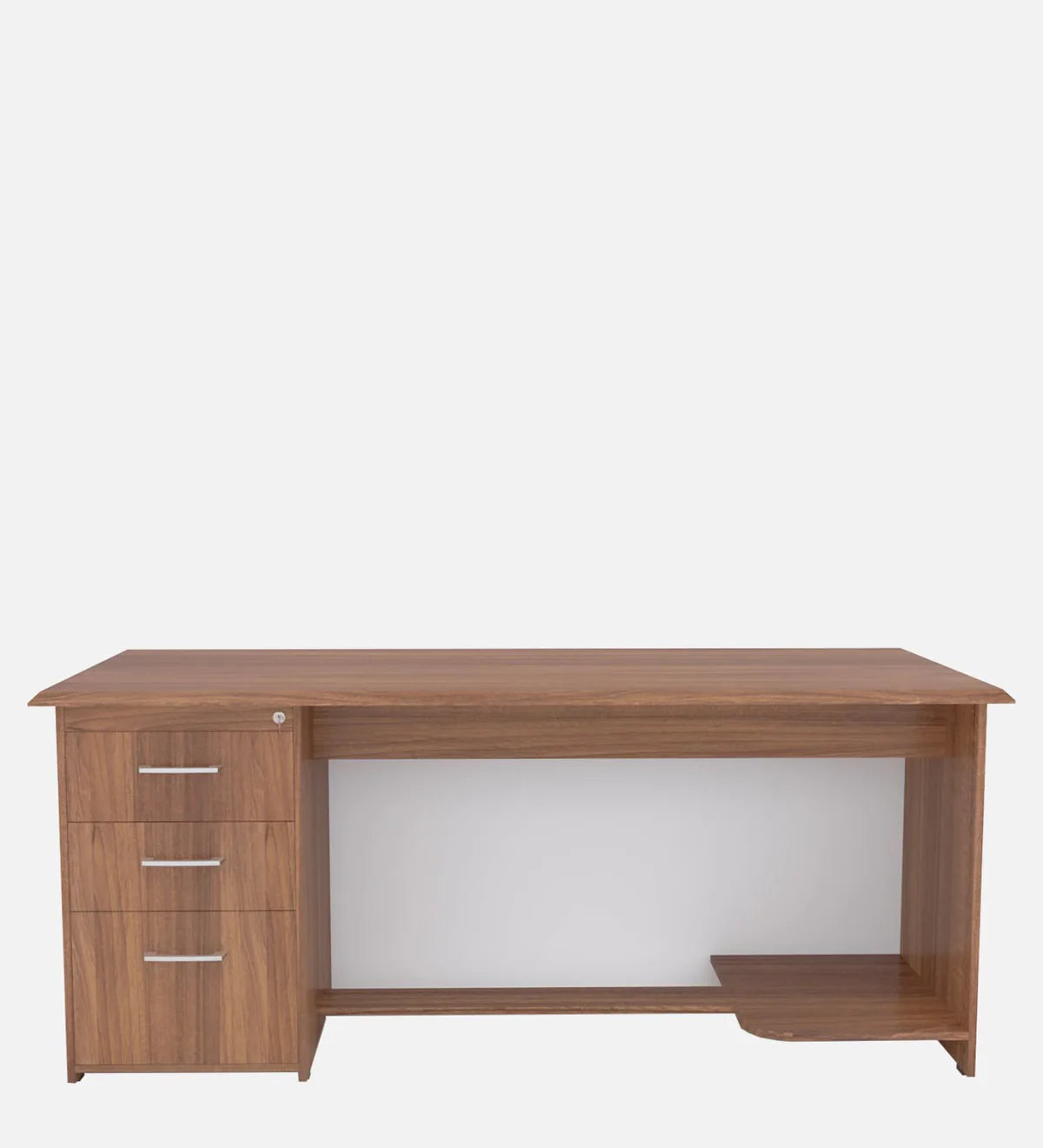Director and Executive L shape Table Made in Pre-laminated Particle Board Teak Finish With File Cabinet And Pedestal