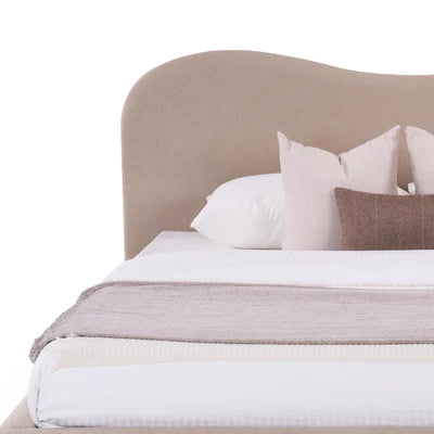 Luxury King Size Wooden Bed Fully Curved Upholstered Modern Design Made in Solid wood with Premium ;Fabric for Elegance