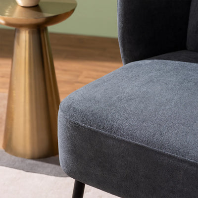 Lounge Chairs&nbsp;cozy and stylish armless chair with a Curved backrest Upholstered in Woolen&nbsp;For Living Room or Bedroom - Dark Grey