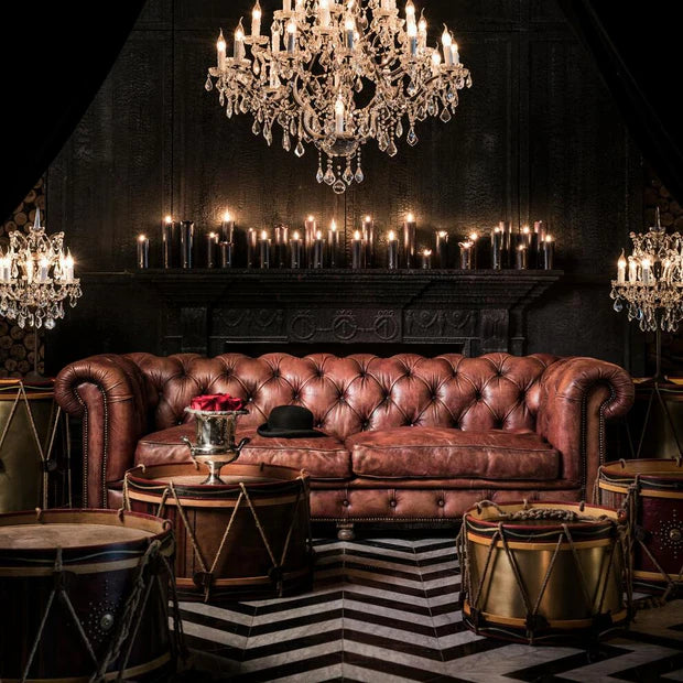 3 Seater Chesterfield Tufted Modern Design and Leatherette fabric Durable Comfortable Padded Perfect for living room- Brown