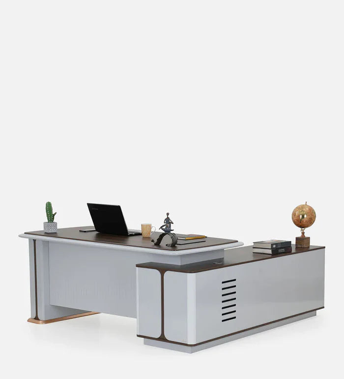 Director and Executive L shape Table Made in Plyboard with Veneer and high glossy finish