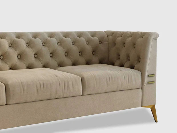 3 Seater Chesterfield sofa Modern Design and Upholstered Premium Quality Fabric and Foam, Durable