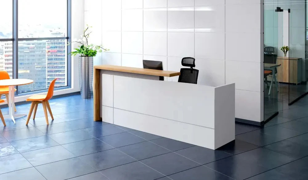 Reception Table Made In Engineered Wood Is a Highly Durable Material And a World Standard for Premium Furniture While the Laminate Matte White