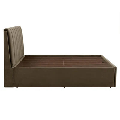 King Size Wooden Bed Upholstered Luxury Design with Hydraulic Storage Wooden Frame; Finished in Premium Velvet/Suede for Elegance ; Durability