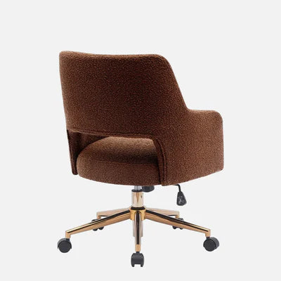 Lounge Mid-Century Upholstered in Woolen Modern Office Vanity Swivel Chair with Wheels Modern and durable-Rust Orange