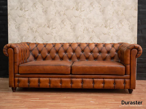 3 Seater Spacious chesterfield sofa Modern Design and Leatherette fabric Durable & Comfortable Padded Perfect for living Room-Brown