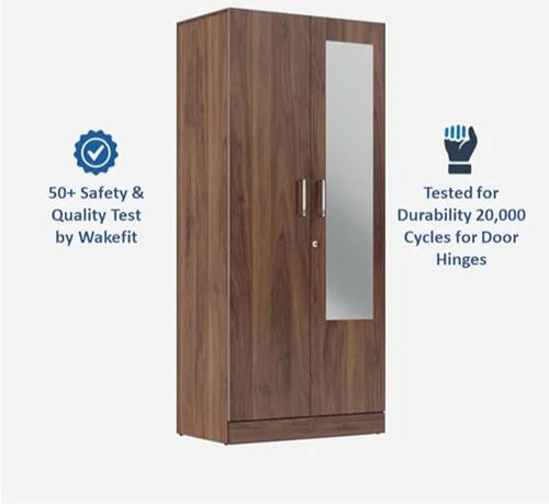 Wooden Wardrobe with Modern Design & Durable Self with 2 Door, Drawer & Mirror