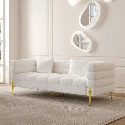 Modern Boucle 3-Seater Sofa with Unique Design, Metal Legs, and High-Elasticity Cushions for Stylish Living Spaces