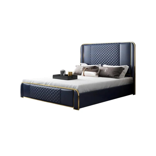 Luxury King Size Bed for Home Furniture Leather with Storage and Hydraulic, plywood frame