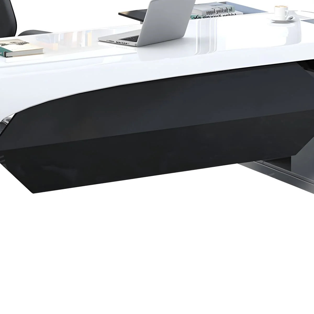 Director & Executive L-Shape Office Table Luxury Desk Made in MDF with Side Unit Drawer and Storage Wire Manager & CPU Storage