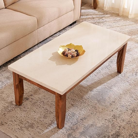 Centre Table with Premium Sleek Wooden Legs and Contemporary Look for Premium Living Room Decor