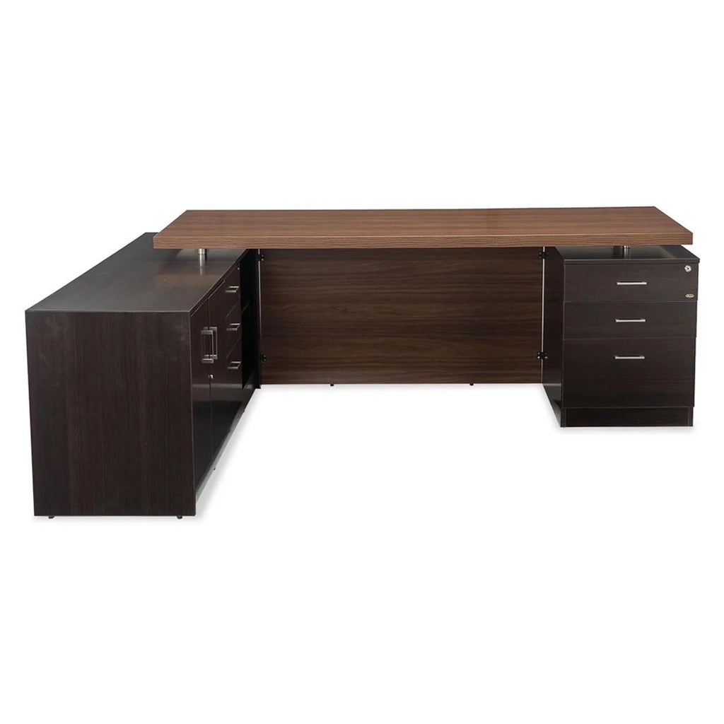 Director L shape Table Made in Engineered Wood and Matte Finish, Brown