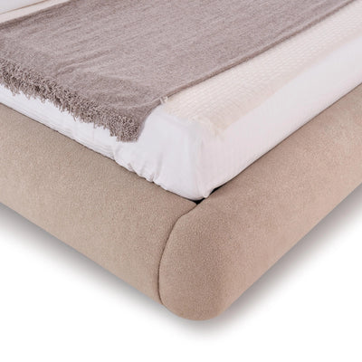 Luxury King Size Wooden Bed Fully Curved Upholstered Modern Design Made in Solid wood with Premium ;Fabric for Elegance