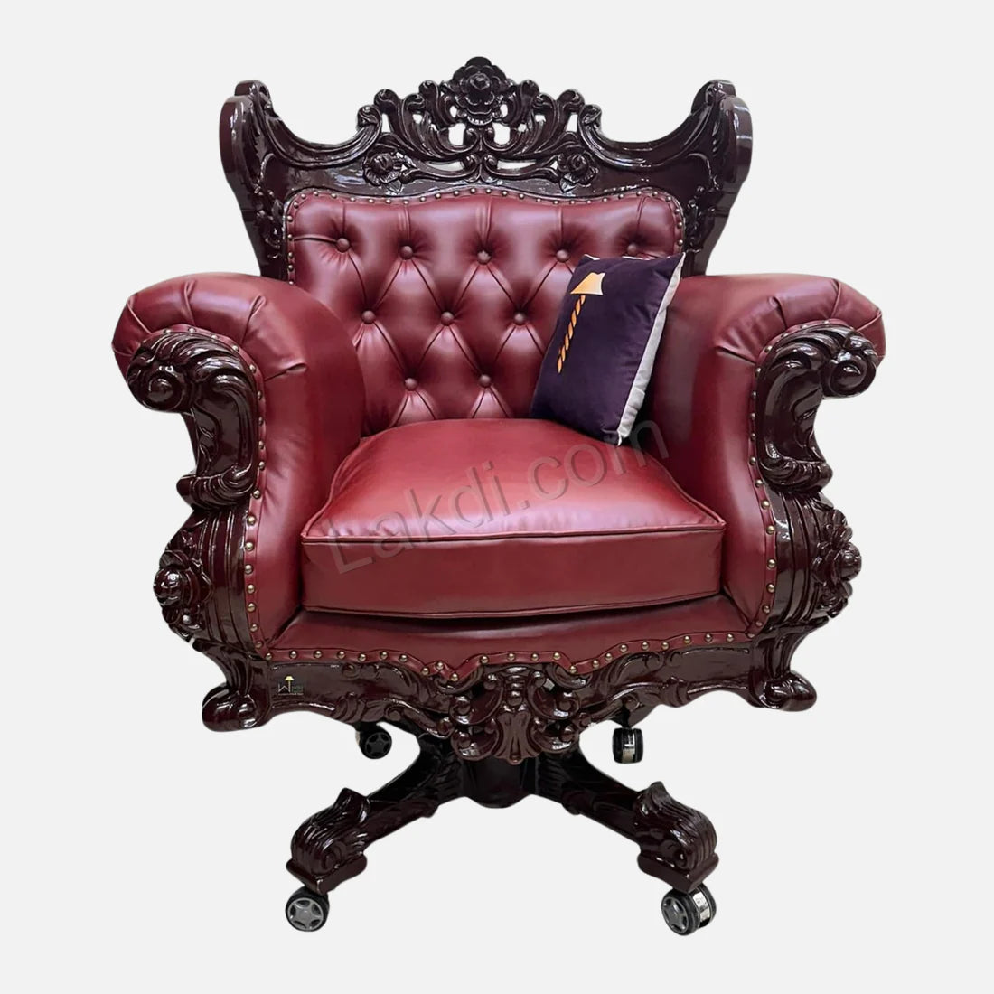 Royal Twist Design Hand Carved Teak Wood Adjustable Height